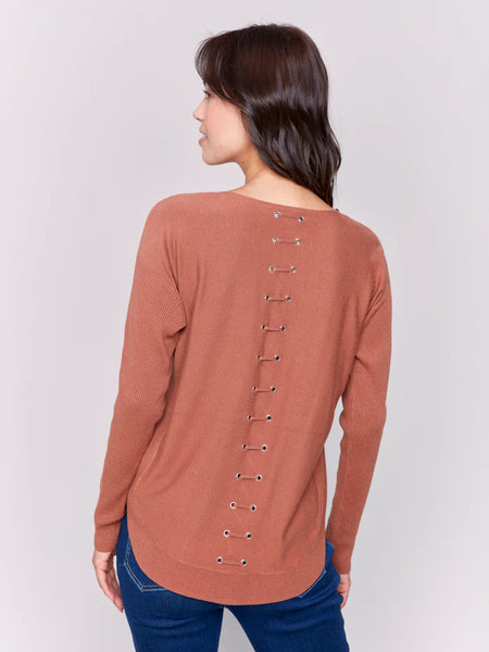 Plushy Knit Crew Neck Sweater Terracotta by Charlie B