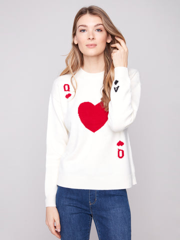 Queen Crew Neck Drop Shoulder Sweater by Charlie B