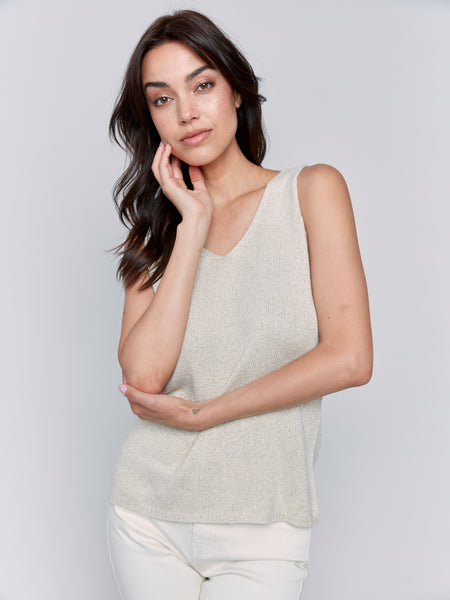 Metallic Lurex Knit Camisole Gold by Charlie B