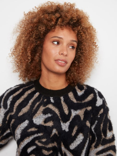 Elbow Balloon Sleeve Jacquard Sweater by Charlie B