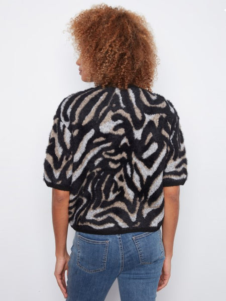 Elbow Balloon Sleeve Jacquard Sweater by Charlie B