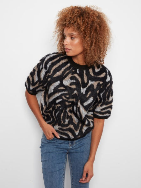 Elbow Balloon Sleeve Jacquard Sweater by Charlie B