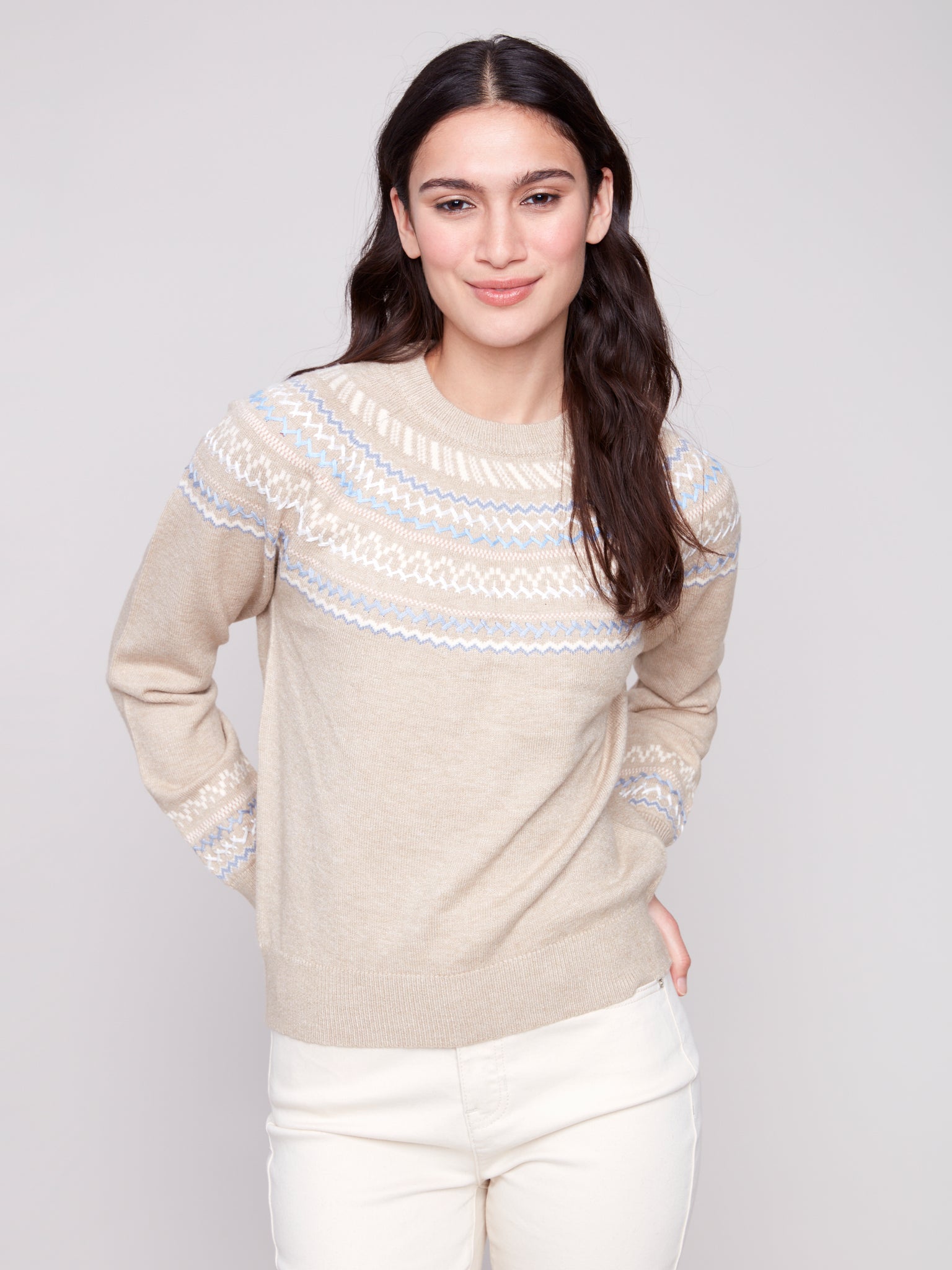 Apres-Ski Jacquard Crew Sweater by Charlie B