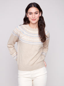 Apres-Ski Jacquard Crew Sweater by Charlie B
