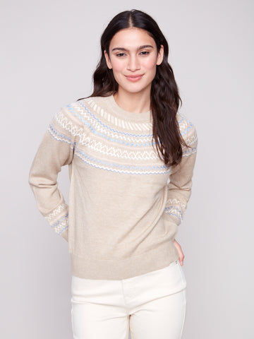 Apres-Ski Jacquard Crew Sweater by Charlie B
