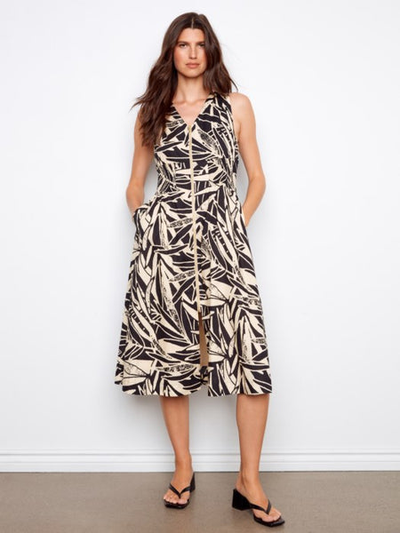 Cotton Voile Printed Zip Maxi Dress by Charlie B
