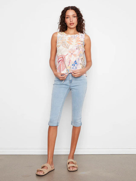 Printed Sleeveless Linen Top Maui by Charlie B