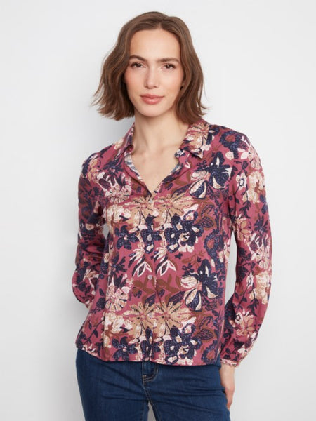 Printed Collar Blouse Passion by Charlie B