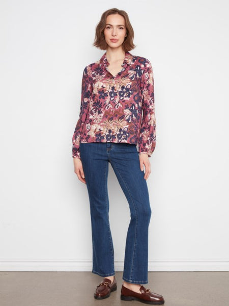Printed Collar Blouse Passion by Charlie B