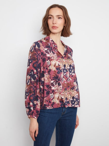 Printed Collar Blouse Passion by Charlie B