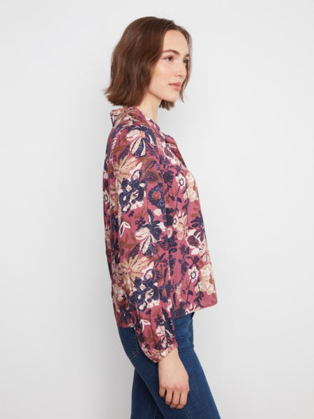 Printed Collar Blouse Passion by Charlie B