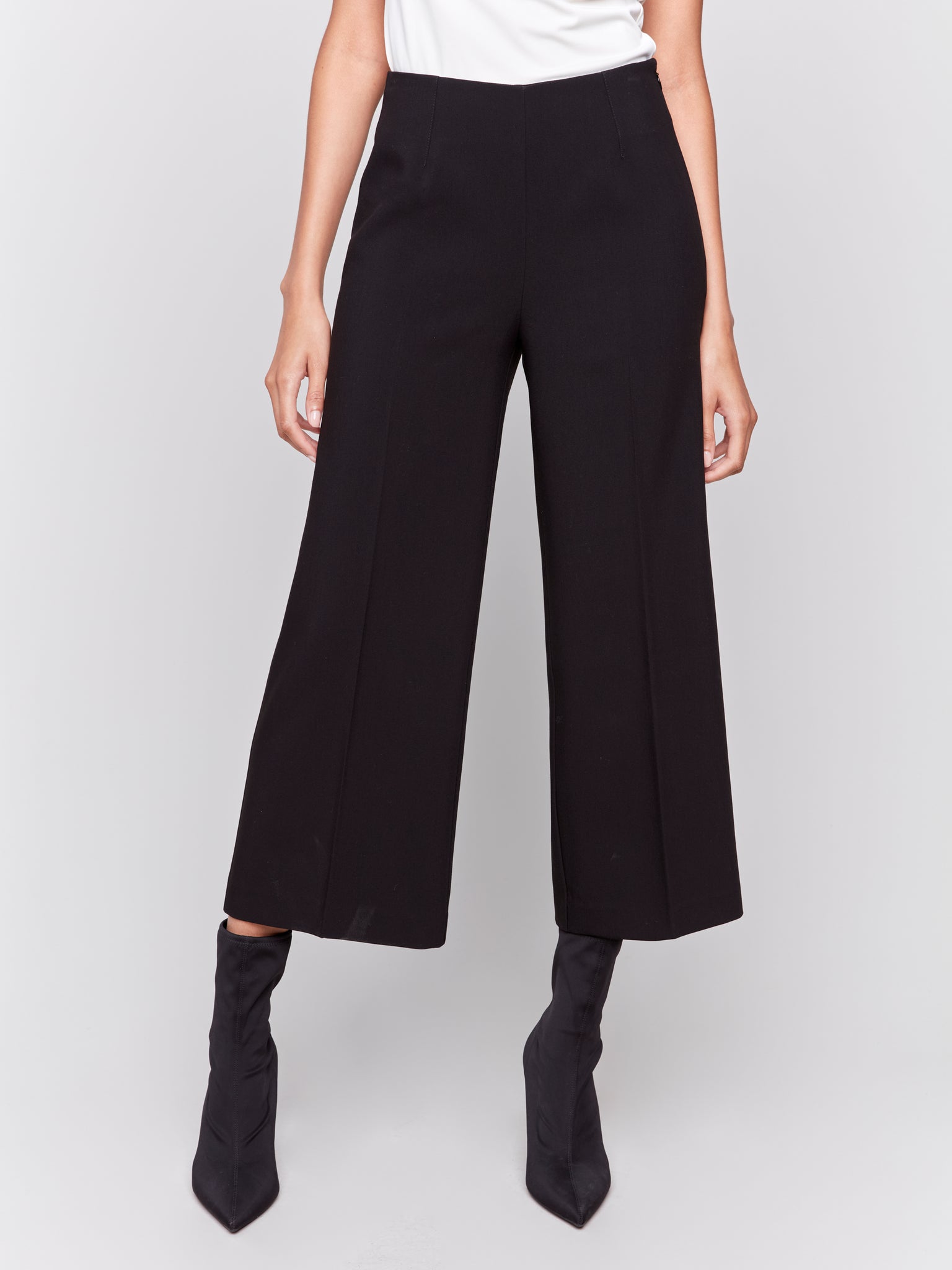 Wide Leg Crop Pants w/ Side Zip by Charlie B