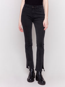 Front Slit Bootcut Pant Charcoal by Charlie B