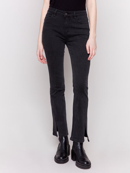 Front Slit Bootcut Pant Charcoal by Charlie B