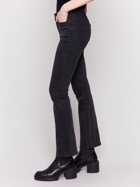 Front Slit Bootcut Pant Charcoal by Charlie B