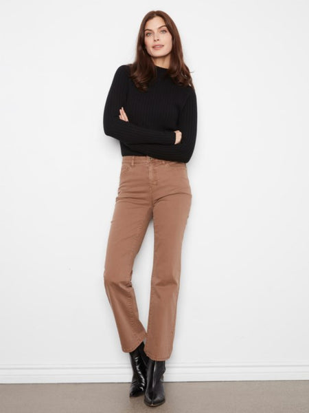 Basic Straight Leg Colored Twill Pant Truffle by Charlie B