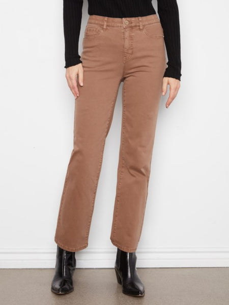 Basic Straight Leg Colored Twill Pant Truffle by Charlie B