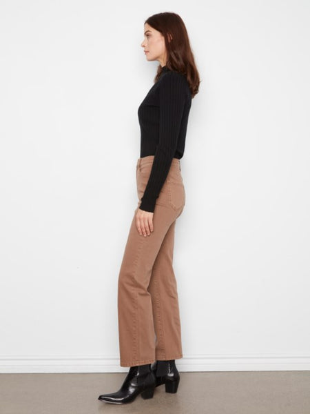 Basic Straight Leg Colored Twill Pant Truffle by Charlie B