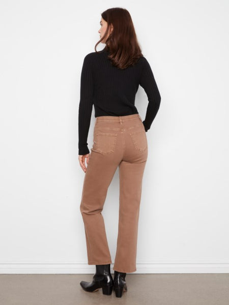 Basic Straight Leg Colored Twill Pant Truffle by Charlie B