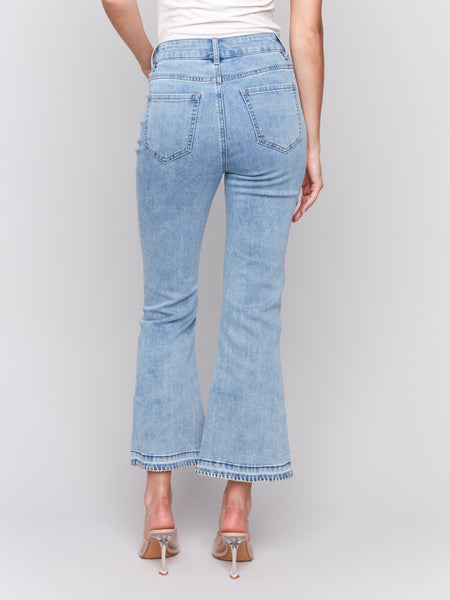 Blanket Stitch Flare Leg Jean by Charlie B