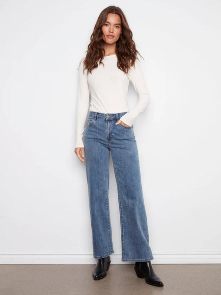 Chloe Wide Leg Jeans Med Blue by Charlie B