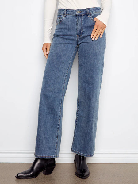 Chloe Wide Leg Jeans Med Blue by Charlie B