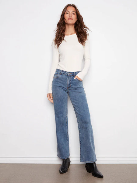 Chloe Wide Leg Jeans Med Blue by Charlie B