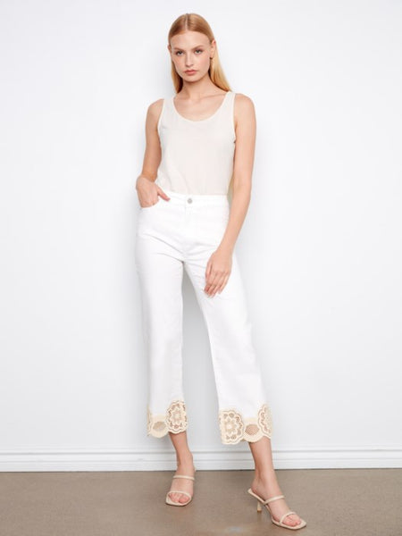 Ring Spun Denim Flare Leg Pants by Charlie B