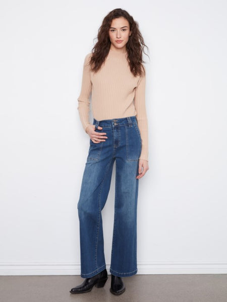 Wide Leg Jean w/ Patch Pockets by Charlie B