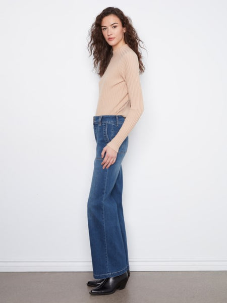 Wide Leg Jean w/ Patch Pockets by Charlie B