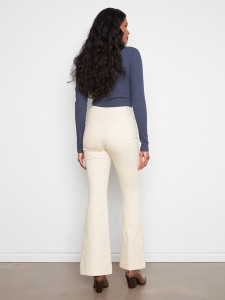 Flare Leg Twill Pants Natural by Charlie B