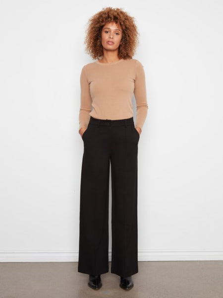 Wide Leg Ponte Pants Black by Charlie B