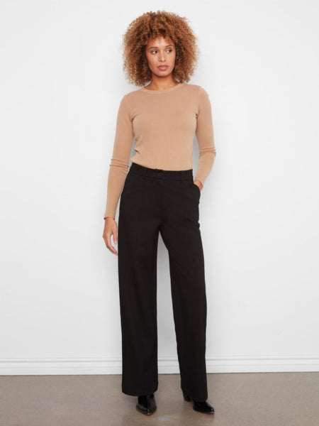 Wide Leg Ponte Pants Black by Charlie B