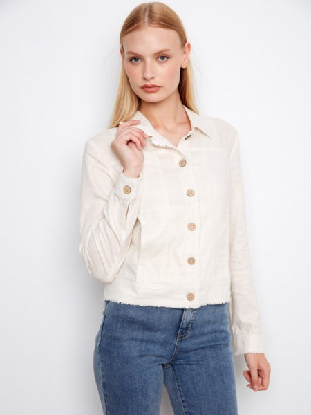 Foil Print Linen Jacket by Charlie B