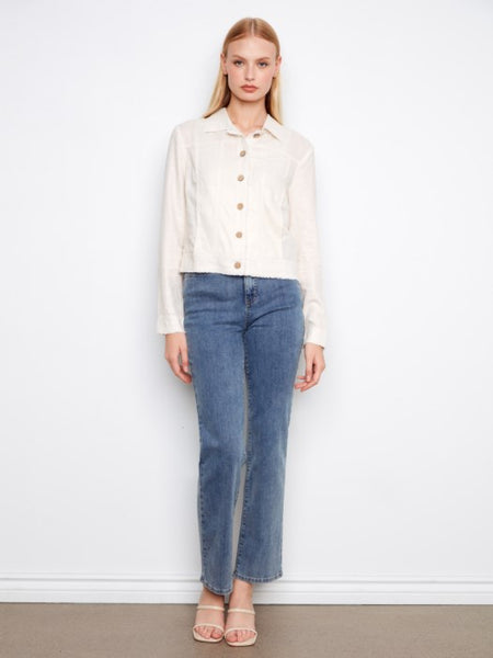 Foil Print Linen Jacket by Charlie B
