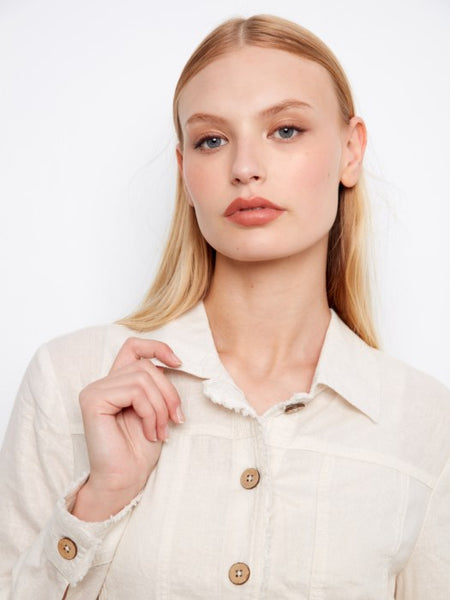 Foil Print Linen Jacket by Charlie B