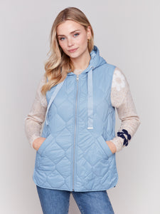 Short Quilted Puffer Vest Frost by Charlie B