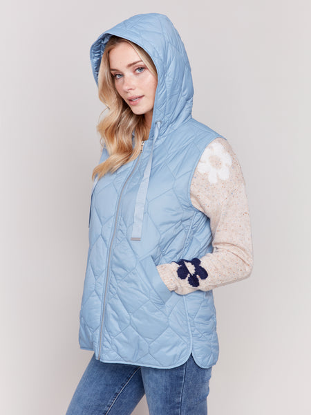 Short Quilted Puffer Vest Frost by Charlie B