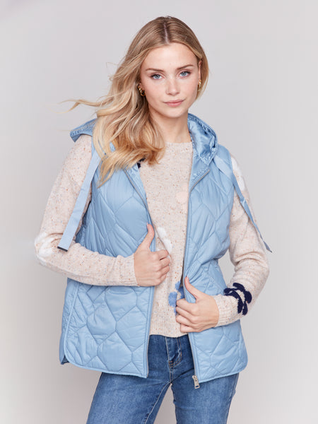 Short Quilted Puffer Vest Frost by Charlie B