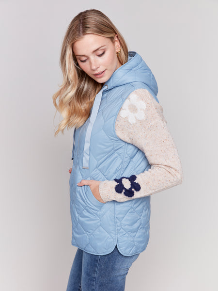 Short Quilted Puffer Vest Frost by Charlie B