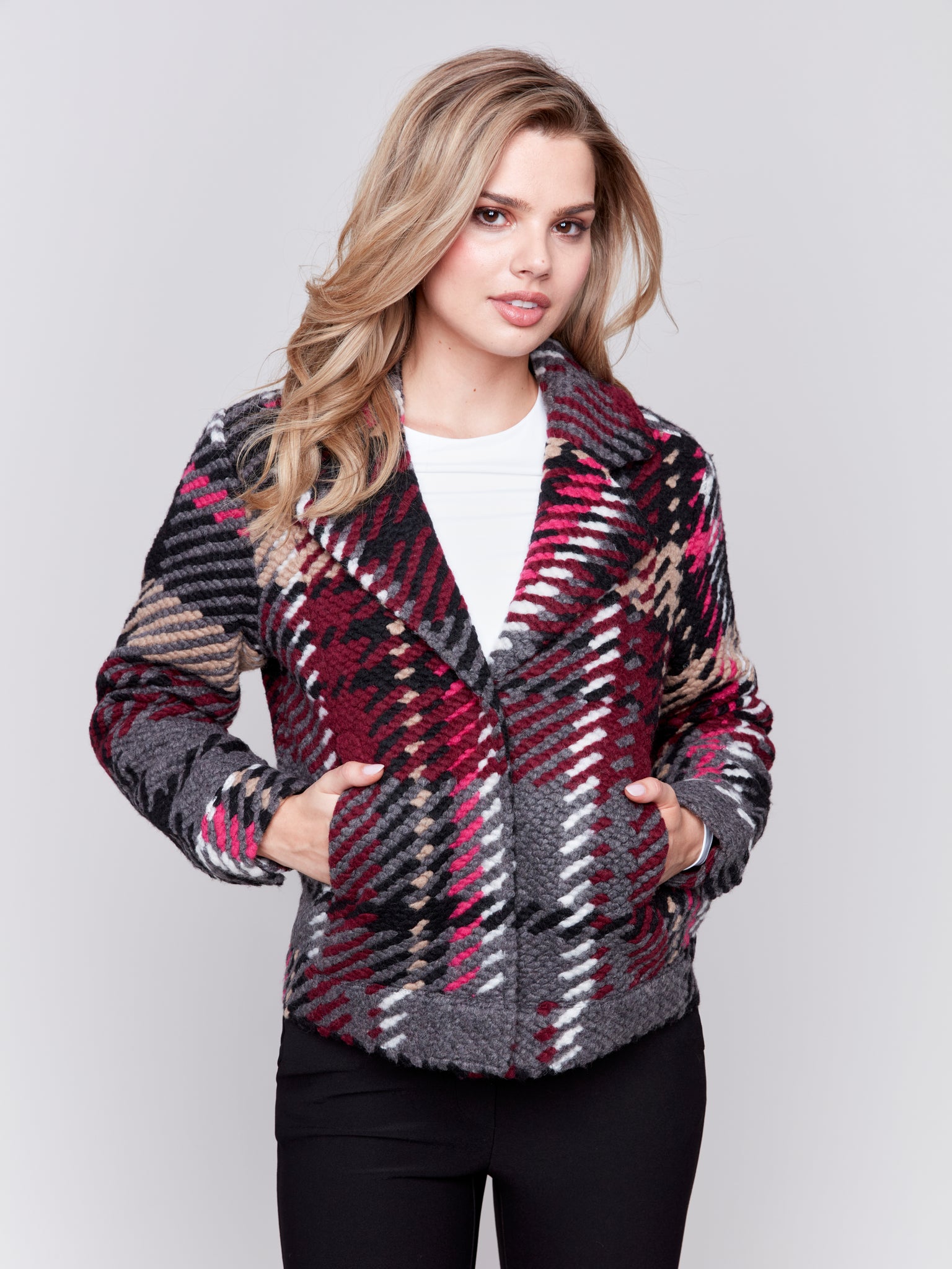 Wool Plaid Short Coat by Charlie B