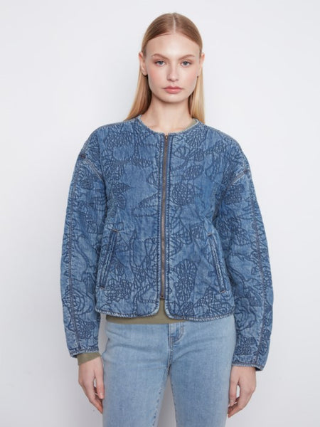 Quilted Denim Tencel Bomber Jacket by Charlie B