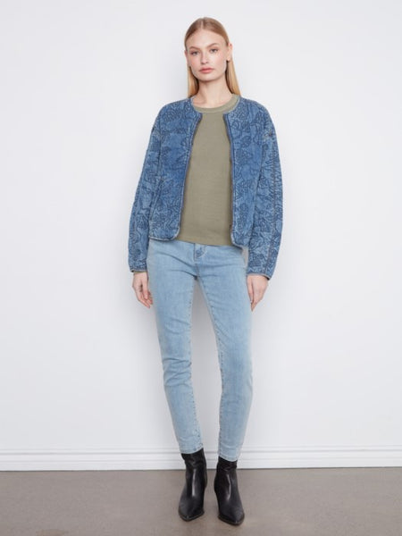 Quilted Denim Tencel Bomber Jacket by Charlie B