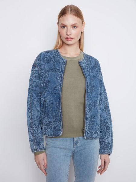 Quilted Denim Tencel Bomber Jacket by Charlie B