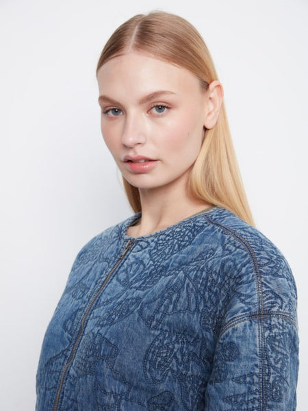Quilted Denim Tencel Bomber Jacket by Charlie B