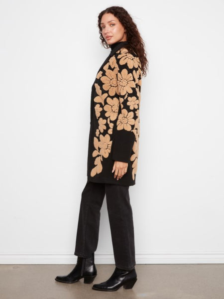 Sherpa Flocked Collared Coat Black by Charlie B