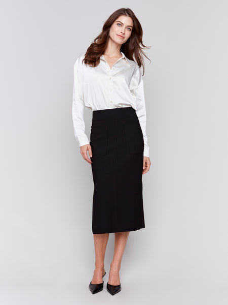 Gutsy Crepe Skirt w/ Front Patch Pocket by Charlie B