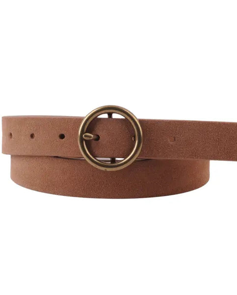 Classic Round Buckle Belt Camel