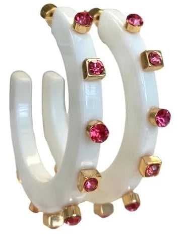 City Girl Jewel Hoop White Hot Pink Small