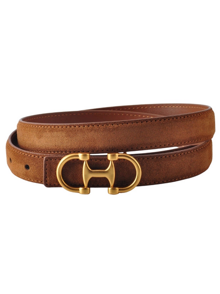 Suede Horsebit Belt Caramel